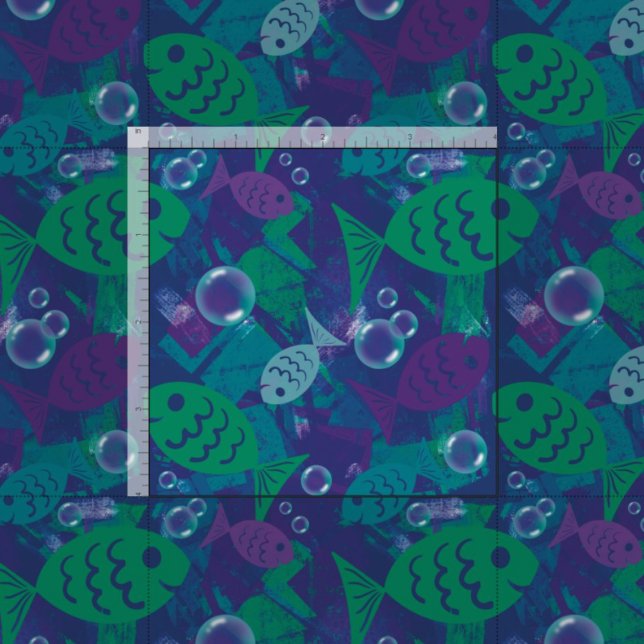 Swimming Fish and Bubbles Vibrant Reef Pattern Fabric (Creator Uploaded)