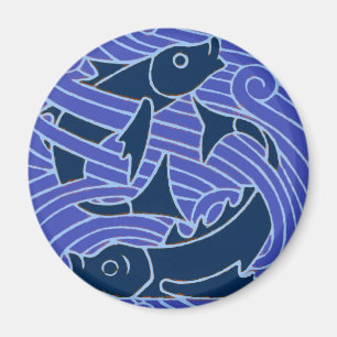 Swimming Fish Blue Waves Magnet