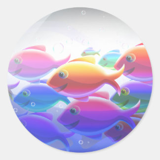 Swimming Fish Classic Round Sticker