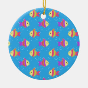 Swimming Fish Pattern Ceramic Tree Decoration