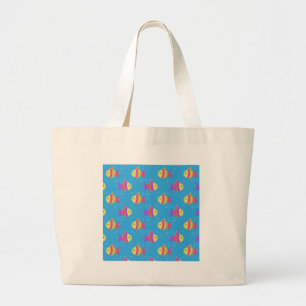 Swimming Fish Pattern Large Tote Bag