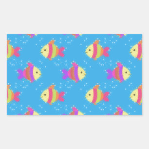 Swimming Fish Pattern Rectangular Sticker