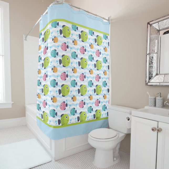 Swimming Fish Shower Curtain (In Situ)