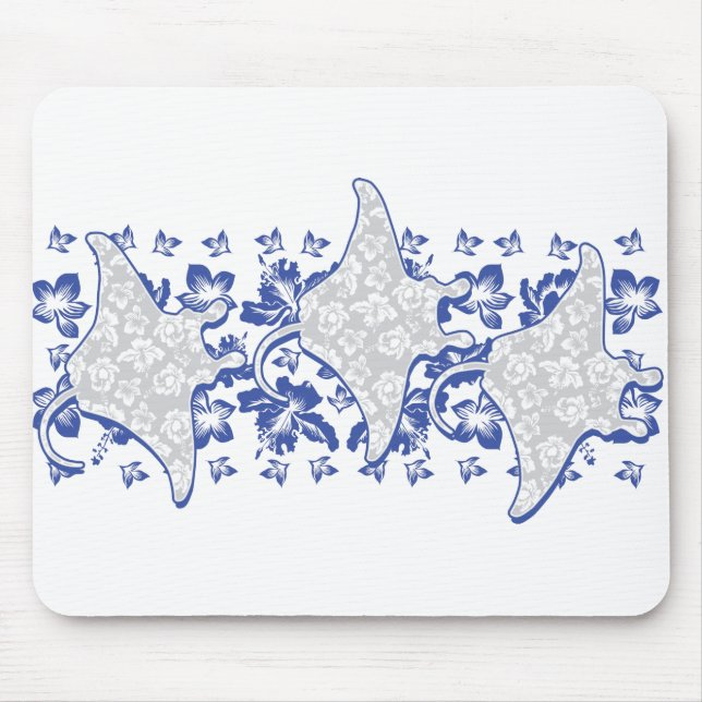 Swimming-Floral-Mantas Mouse Pad (Front)
