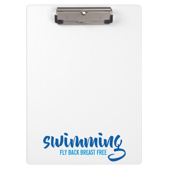 Swimming Fly Back Breast Free Typographic Text Clipboard (Front)