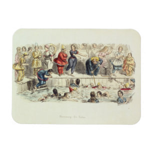 Swimming for Ladies, 1844 (litho) Magnet