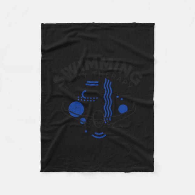 Swimming funny saying swimming is therapy fleece blanket (Front)