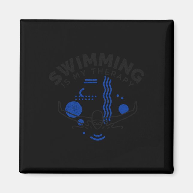 Swimming funny saying swimming is therapy magnet (Front)