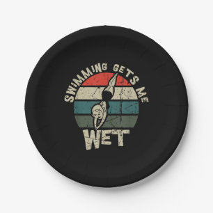 Swimming Gets Me Wet Funny Swim Gag For Swimmers Paper Plate