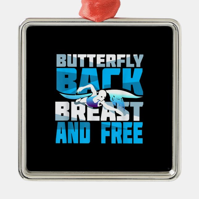 Swimming Gift For Swimmer Metal Tree Decoration (Front)