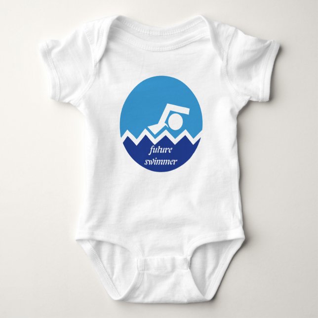 Swimming gifts, future swimmer custom baby bodysuit (Front)