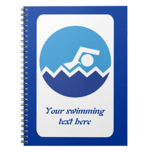 Swimming gifts, swimmer on a blue circle custom spiral notebook
