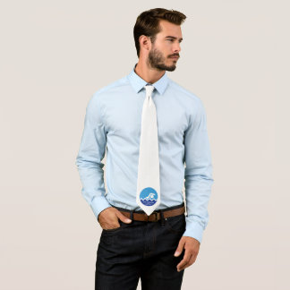 Swimming gifts swimmer on a blue circle custom tie