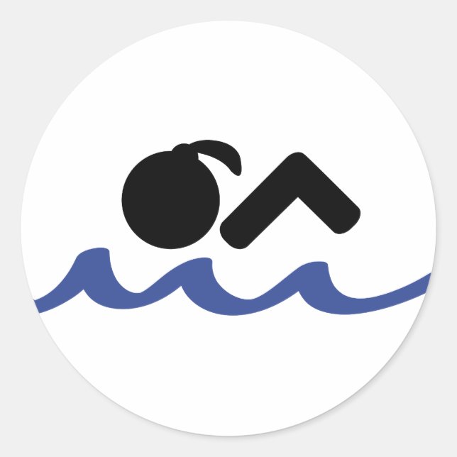 swimming girl classic round sticker (Front)
