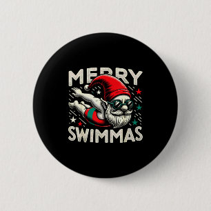 Swimming Gnome, Merry Swimmas, Swimmer Christmas  6 Cm Round Badge