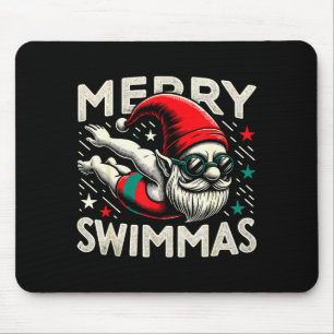 Swimming Gnome, Merry Swimmas, Swimmer Christmas Mouse Pad