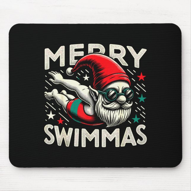 Swimming Gnome, Merry Swimmas, Swimmer Christmas  Mouse Pad (Front)