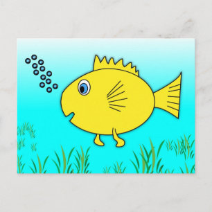 Swimming Goldfish Blowing Bubbles Postcard