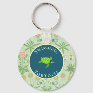 Swimming Green Tortoise Key Ring