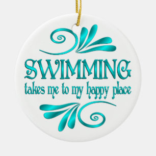 Swimming Happy Place Ceramic Tree Decoration