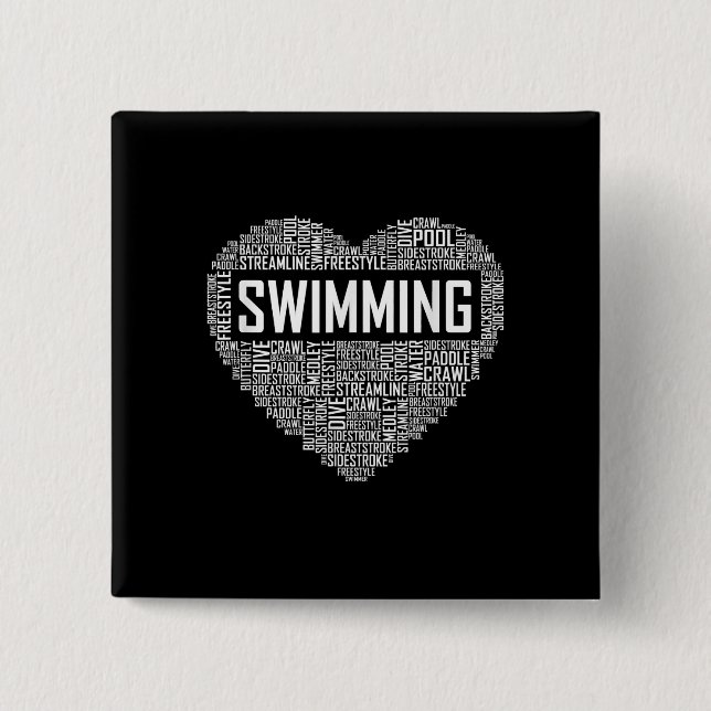 Swimming Heart Coach Swimmer Gift Swim Lover Gifts 15 Cm Square Badge (Front)