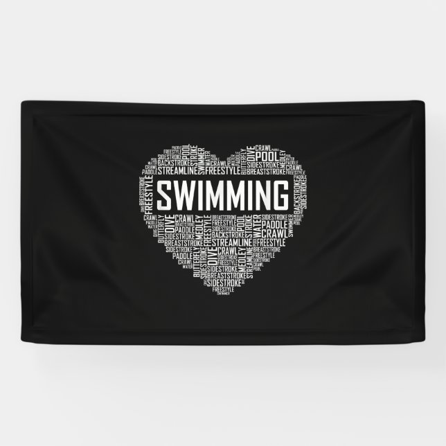 Swimming Heart Coach Swimmer Gift Swim Lover Gifts Banner (Horizontal)