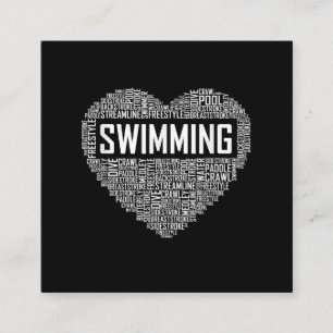 Swimming Heart Coach Swimmer Gift Swim Lover Gifts Square Business Card