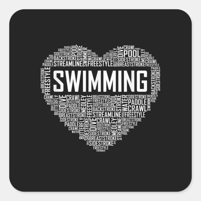 Swimming Heart Coach Swimmer Gift Swim Lover Gifts Square Sticker (Front)