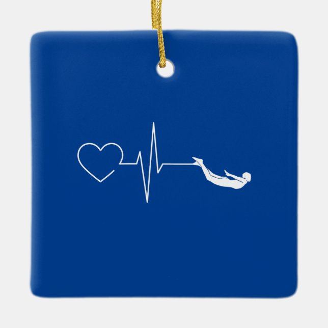 Swimming Heartbeat Ceramic Ornament (Front)