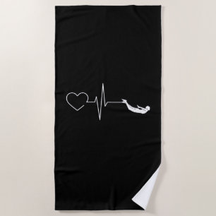 Swimming Heartbeat Gift for Swimmers Beach Towel