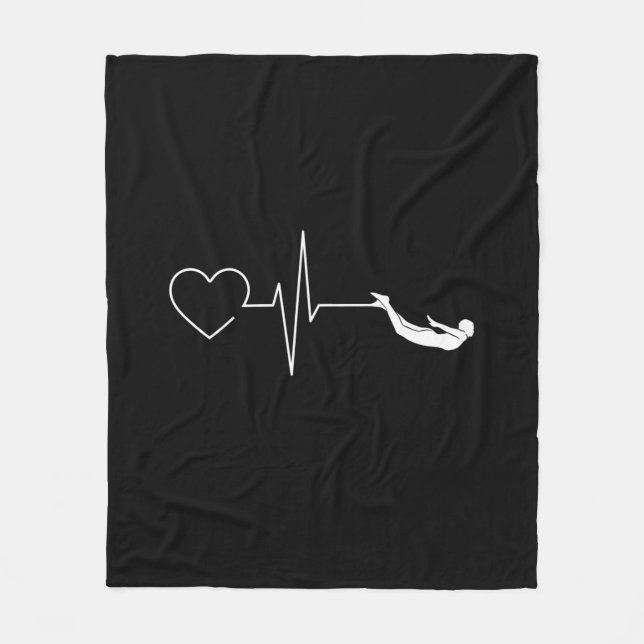 Swimming Heartbeat Gift for Swimmers Fleece Blanket (Front)