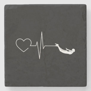 Swimming Heartbeat Gift for Swimmers Stone Coaster