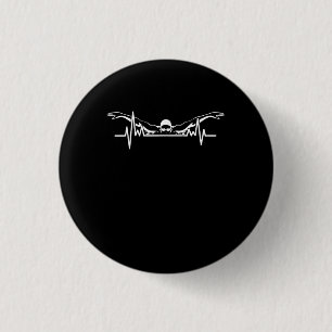 Swimming Heartbeat Swim Team Swimmer Women Girls 3 Cm Round Badge