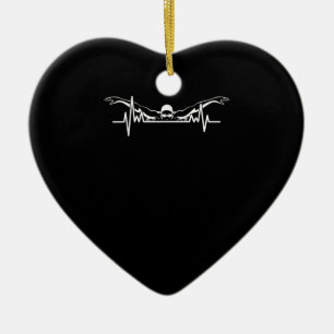 Swimming Heartbeat Swim Team Swimmer Women Girls Ceramic Tree Decoration
