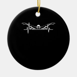 Swimming Heartbeat Swim Team Swimmer Women Girls Ceramic Tree Decoration