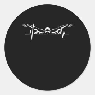 Swimming Heartbeat Swim Team Swimmer Women Girls Classic Round Sticker