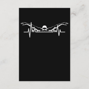 Swimming Heartbeat Swim Team Swimmer Women Girls Enclosure Card