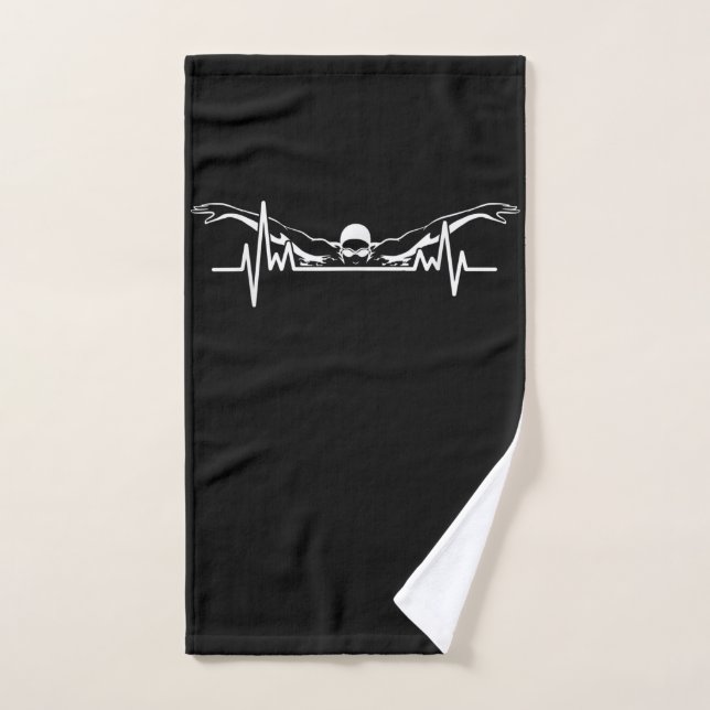 Swimming Heartbeat Swim Team  Swimmer Women Girls Hand Towel (Hand Towel)