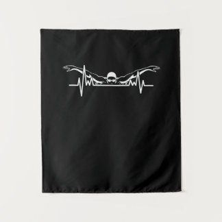 Swimming Heartbeat Swim Team  Swimmer Women Girls Tapestry