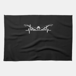 Swimming Heartbeat Swim Team Swimmer Women Girls Tea Towel