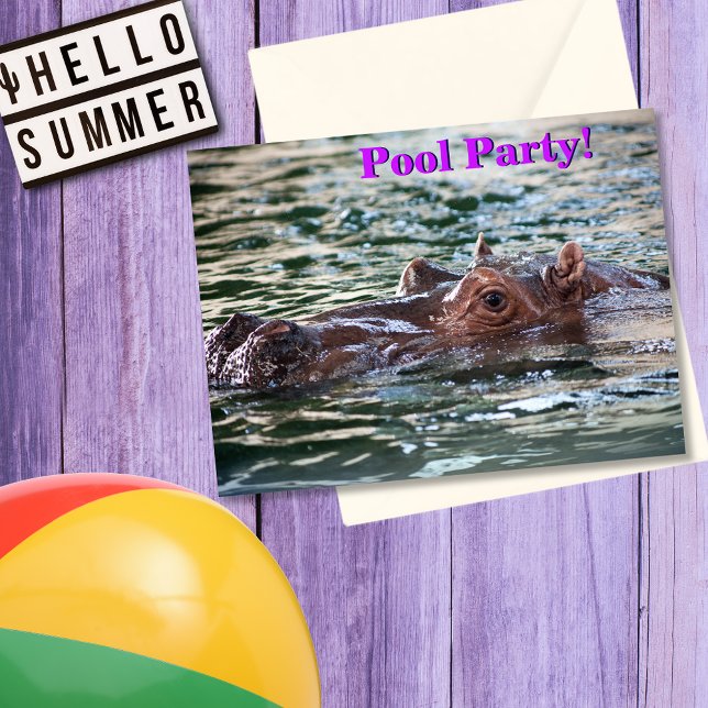 Swimming Hippo•Pool Party•Custom Postcard (Creator Uploaded)