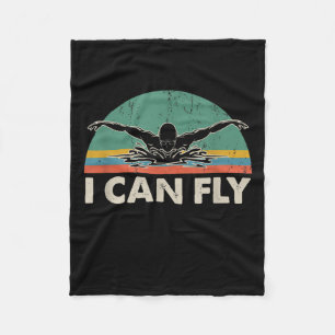 Swimming I Can Fly Funny Swimming Gifts Fleece Blanket