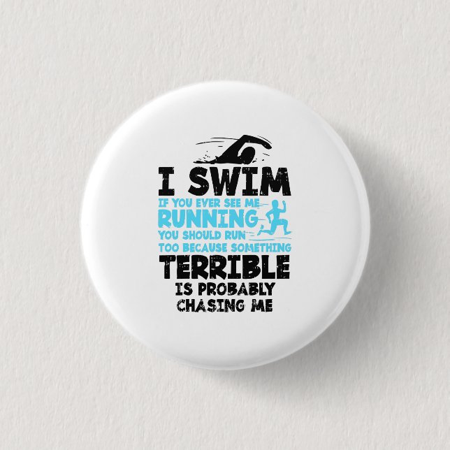 Swimming - I Swim 3 Cm Round Badge (Front)