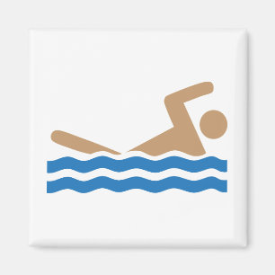Swimming icon pictograph in colour magnet