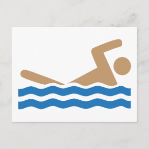 Swimming icon pictograph in colour postcard