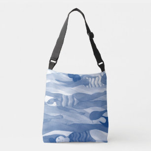 Swimming in shades of blue crossbody bag