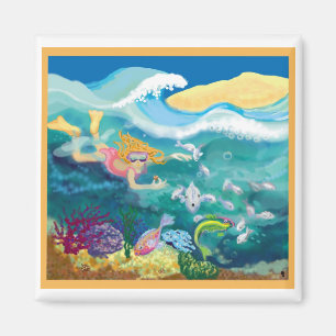 Swimming in tropical seas magnet