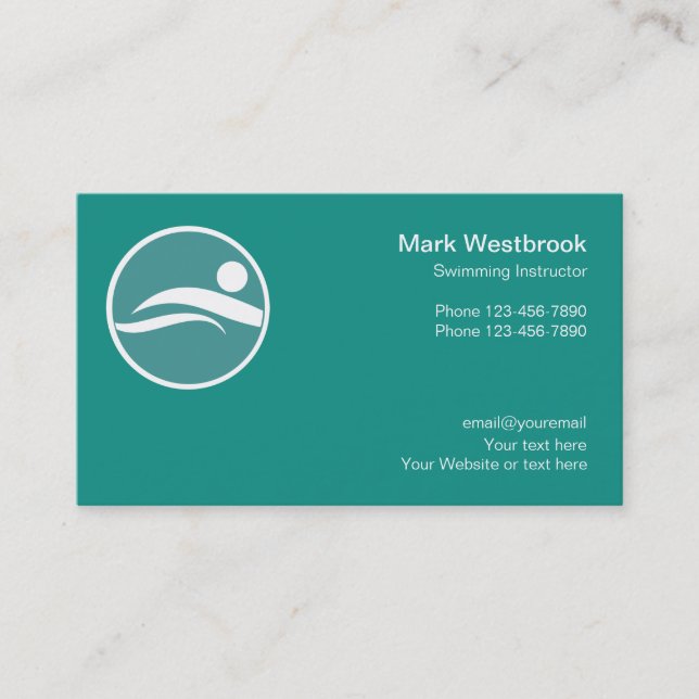 Swimming Instructor Business Cards (Front)