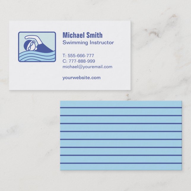Swimming Instructor Lifeguard Business Card (Front/Back)
