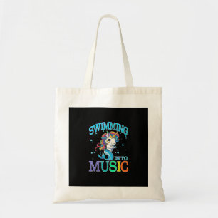 Swimming Into Music Unicorn Mermaid T-Shirt Tote Bag